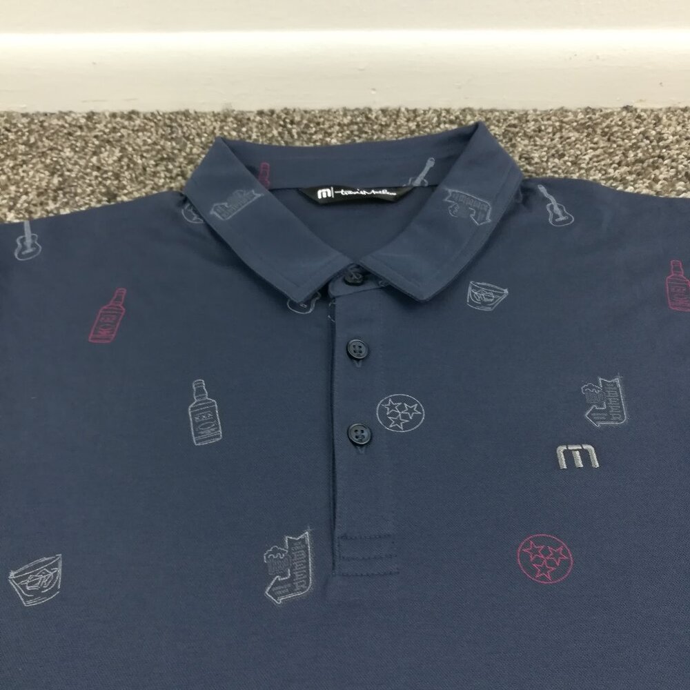 Travis Mathew Polo Shirt Stock the Cooler Nashville Tennessee Blue Mens XL $99